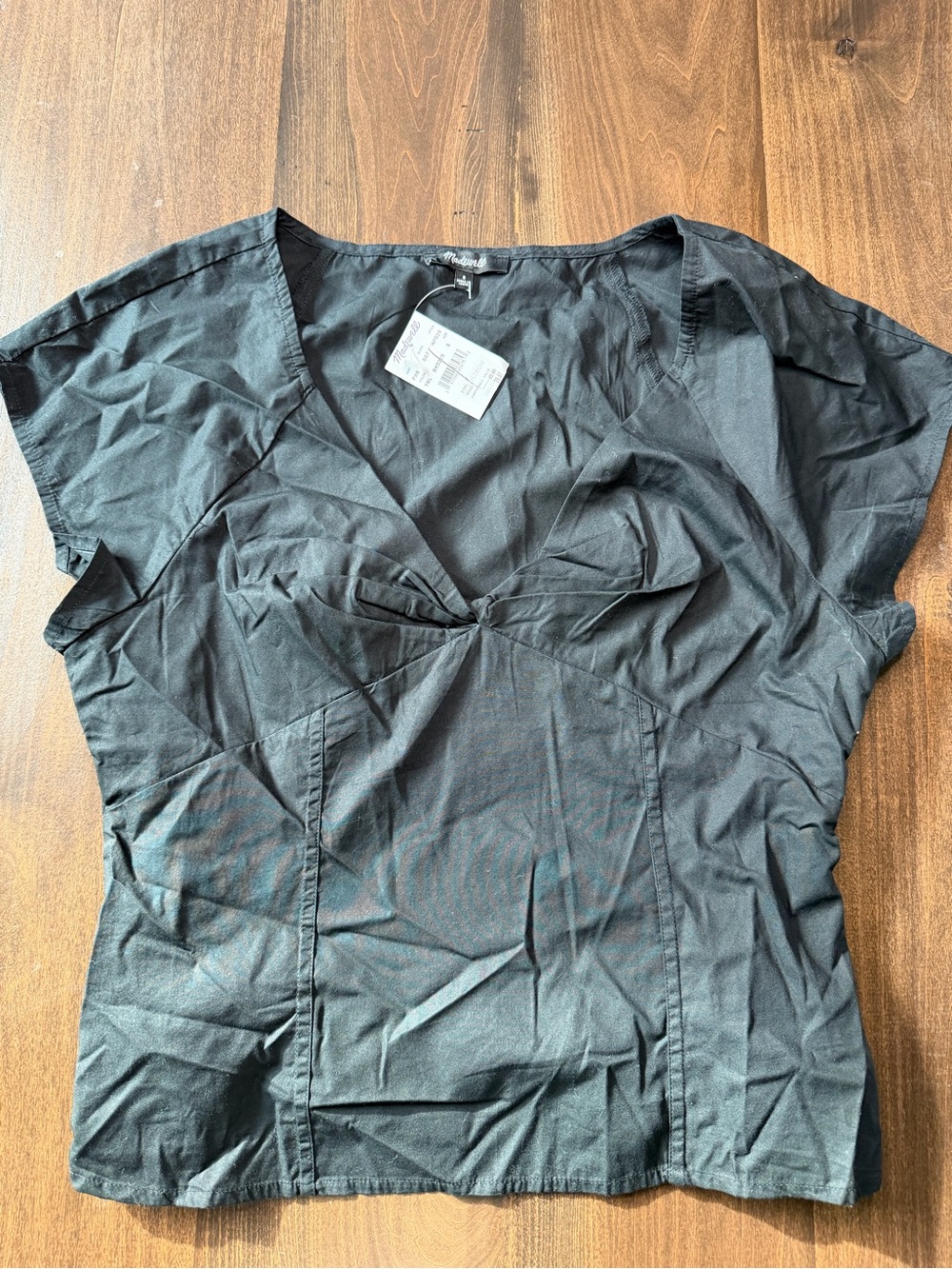Madewell Black Short Sleeve V-Neck Blouse